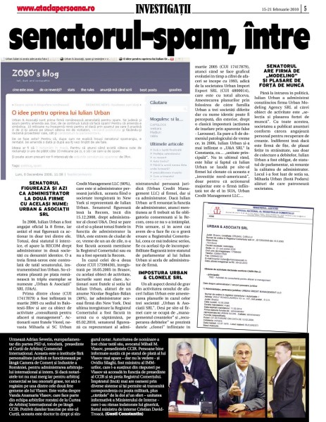 Iulian Urban, senatorul-spam, intre incompatiblitate si impostura (pag 2)