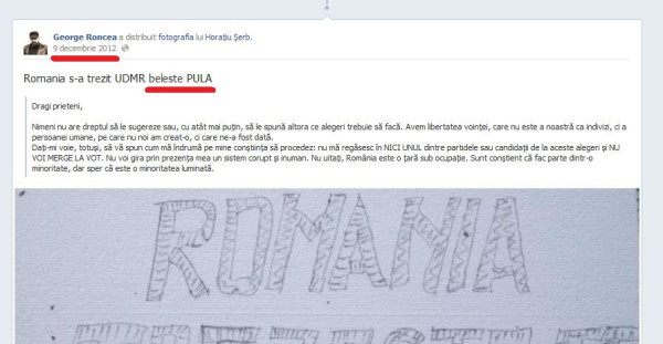 Asa scrie obsedatul George Roncea, infiltrat ca atatia golani betivi in presa romana
