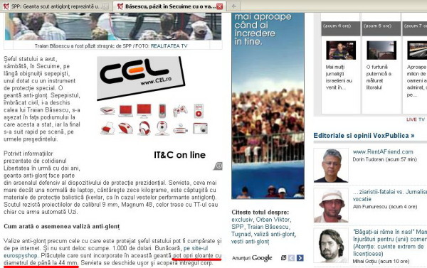 Oana Stancu lansează, pe realitatea.net, enormitatea de 44 mm în "diametru", deşi poate a confundat diametrul cu... lungimea