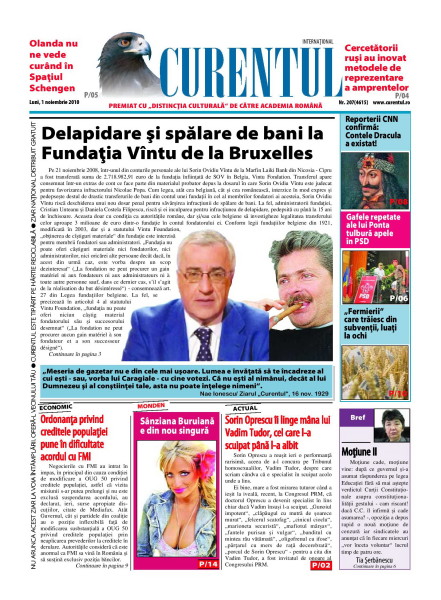PAGINA MASACRATA DE INFRACTORII DE LA CURENTUL, care au scos materialul de fond atat din editia ONLINE, cat si din cea in format PDF!