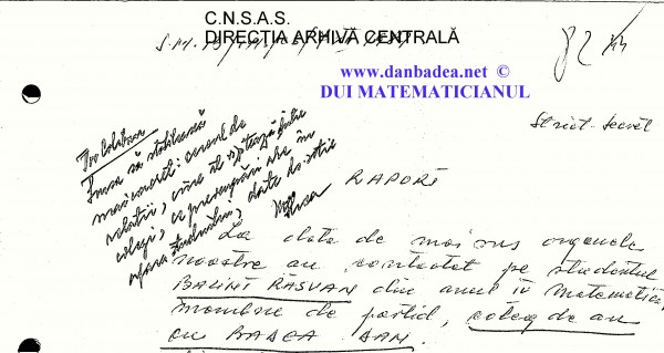 Rezoluția pusă de superiorul ofițerului care se ocupa de caz atrăgea atenția securistului facultății, lt.col Silvia Coliban, să obțină date concrete dela SURSA RĂSVAN BALINT: ”cadrul de relații, cine îl vixzitează dintre colegi, ce preocupări are în afara studiului, date despre soție”