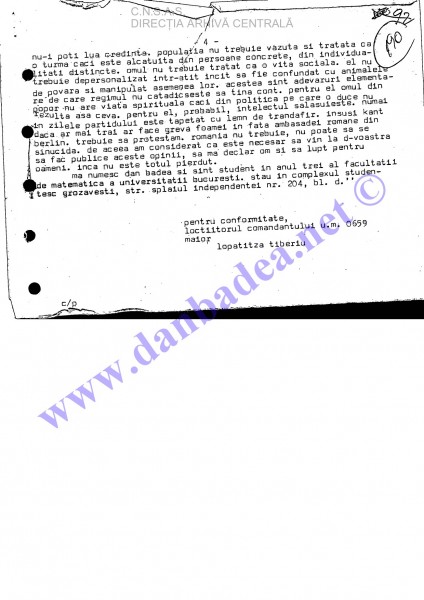 Scrisoarea semantă de mine si difuzată la Europa Liberă pe 6 decembrie 1987, fiind citită de Ioana Măgură Bernard și Vlad Georgescu (pag 4)