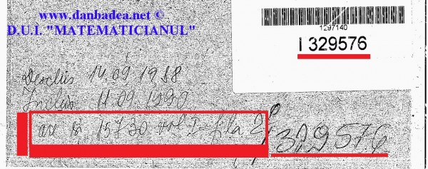 Fragment din coperta 1 a dosarului DUI ”MATEMATICIANUL”, cu indicația ce face trimitere la distrugerea unor documente dintr-un alt dosar în care apărea numele meu