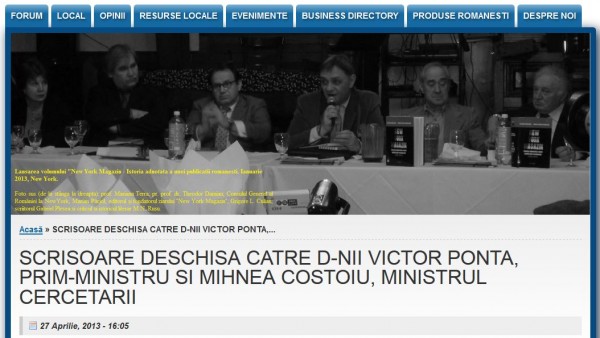 Site-ul care a publicat Scrisoarea deschisă a profesorului Cezar Giosan