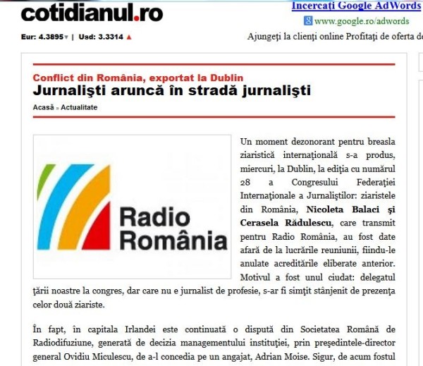 Articol din Cotidianul.ro în care se face reclamă mascată SRR.