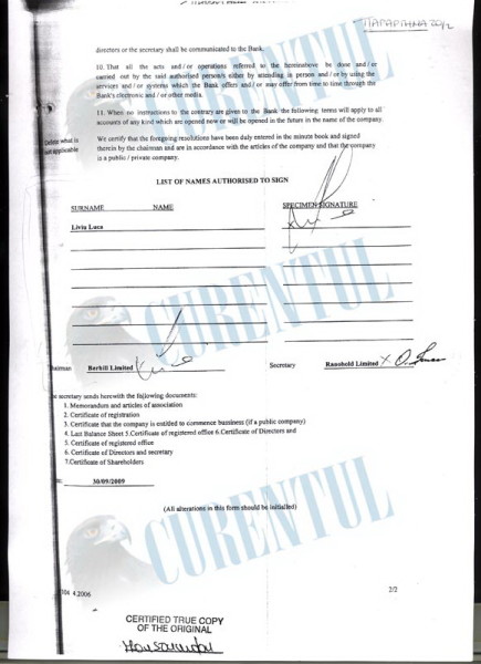 Semnătura din dreptul societăţii Ranohold este a lui... Octavian Ţurcan