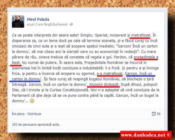 Postarea mitocănească de pe Facebook a Purtătorului de cuvânt al lui Ponta.